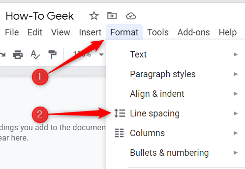 Click "Format" and hover your cursor over "Line Spacing."