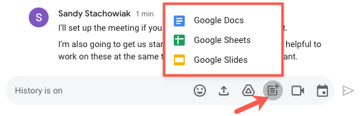 Click Create New Document and pick Google Docs, Sheets, or Slides