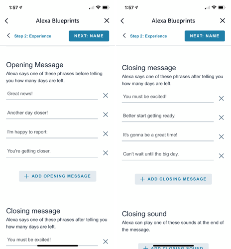 Customize Alexa's opening and closing messages