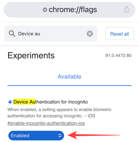 After enabling the flag, you need to close and restart the Chrome browser to apply the changes you made for the flag.