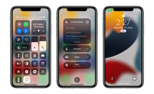 Enabling Focus Mode from Control Center