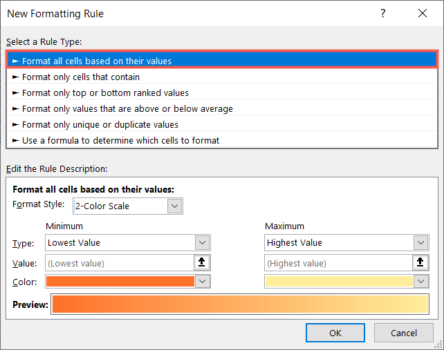 Pick Format All Cells Based on Their Values