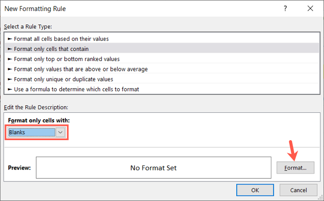 Select Blank and click Format