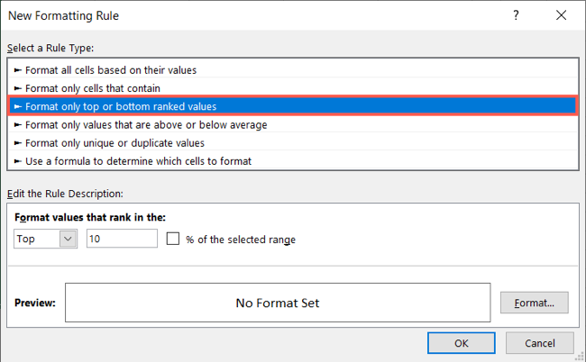 Pick Format Only Top or Bottom Ranked Values