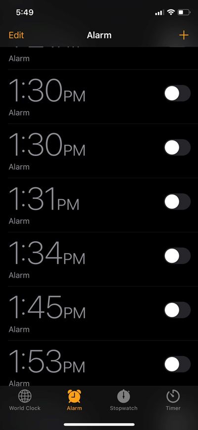 iPhone alarms