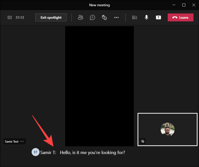 Live Captions appear with the name of the speaker during the call.