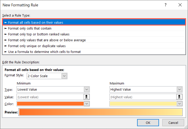 Pick Format All Cells Based on Their Values