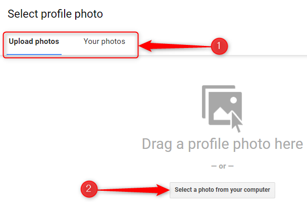 Select a photo by using the "Upload Photos" or "Your Photos" tab.
