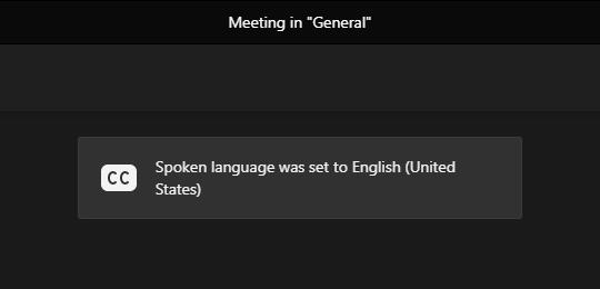 Confirmation prompt for the spoken language set to English (United States).