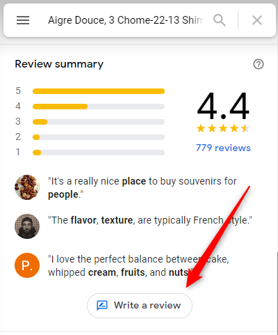 Write a review button