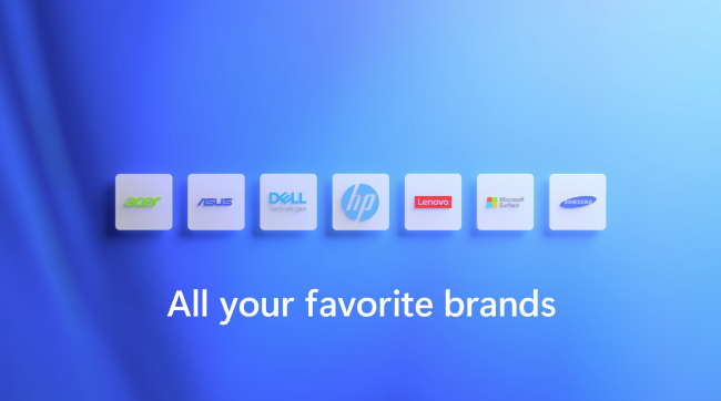 The &quot;All your favorite brands&quot; slide from Windows 11's announcement.