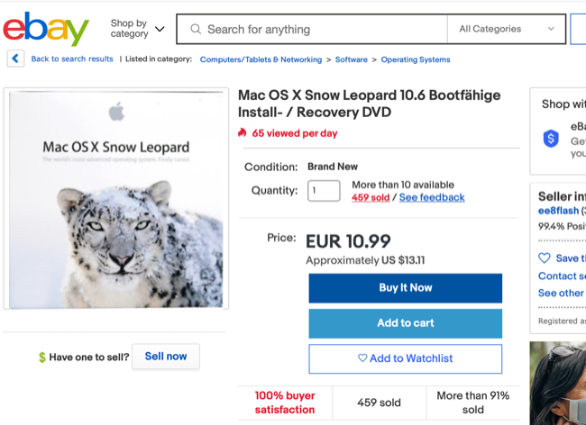 OS X Snow Leopard on eBay