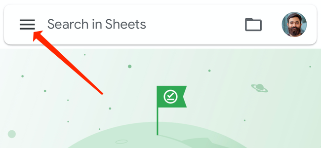 Open the Google Sheets app on Android or iPhone and tap the three-line menu in the top-left of the screen.