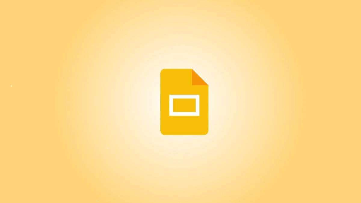 Google Slides logo against a yellow gradient background.