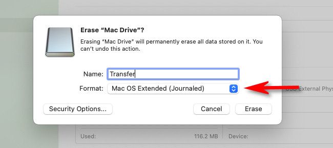 In Mac Disk Utility, click the drop-down menu labeled "Format."