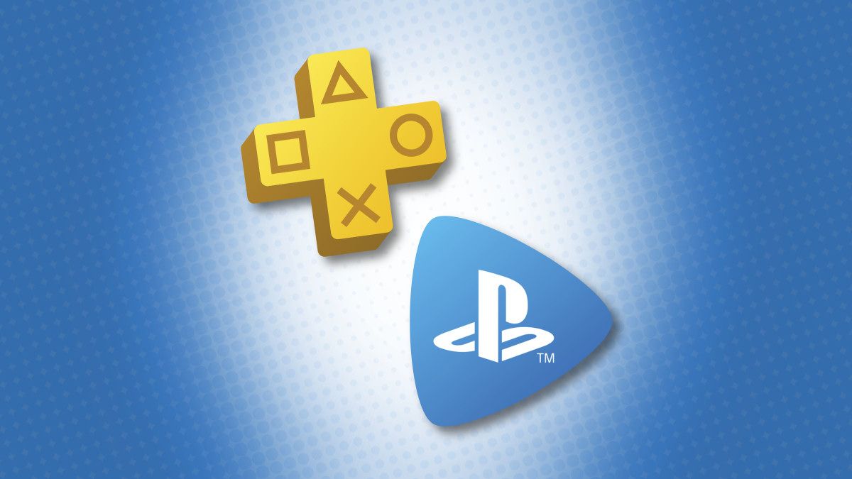 PlayStation Plus and PlayStation Now logos on a blue background