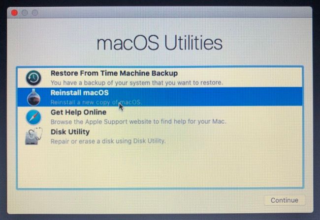 Reinstall macOS with macOS Utilities