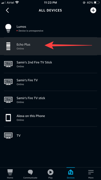 Select your Echo device from the list.