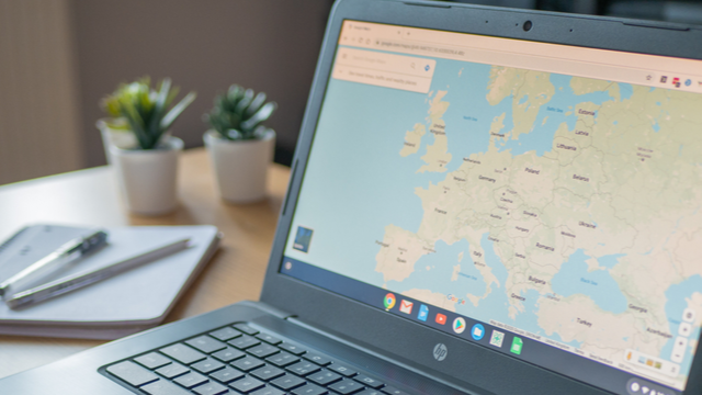Chromebook with Google Maps open