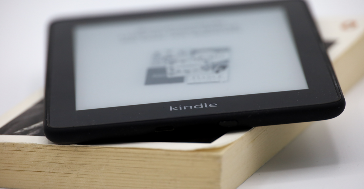 Kindle on a book