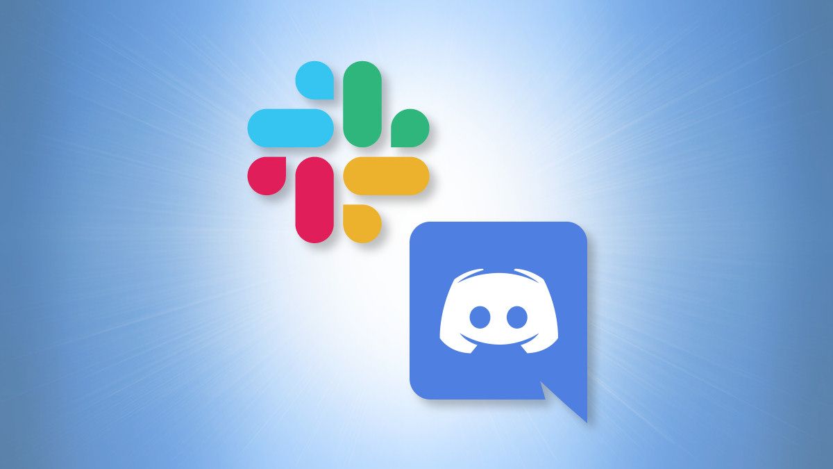 Slack and Discord logos on a blue background