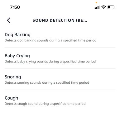 sound detection menu