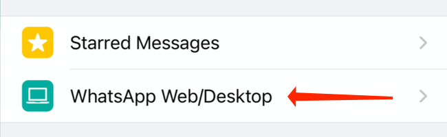 Click "WhatsApp Web/Desktop" to log in to WhatsApp Web or the desktop app.