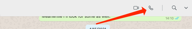Click the phone icon to start a voice call on WhatsApp for Mac.