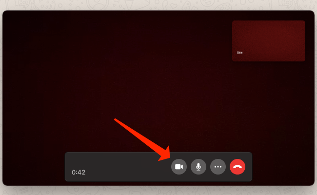 Camera icon in a WhatsApp video call on Mac.