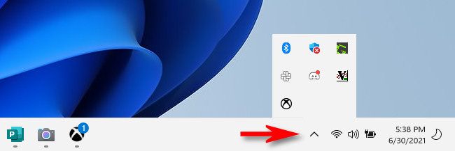 In Windows 11, system tray icons go to the "overflow area."