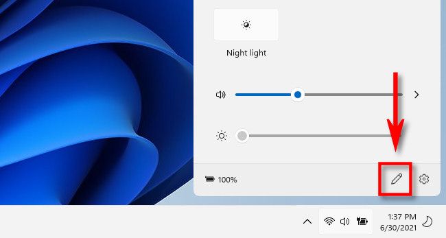 Click the pencil icon in Windows 11 Quick Settings to edit the menu.