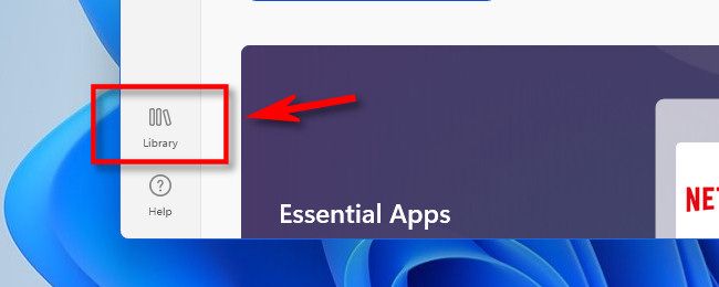 The Library icon in the Microsoft Store Preview on Windows 11.