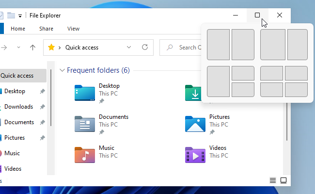 Windows 11's leaked Snap popup