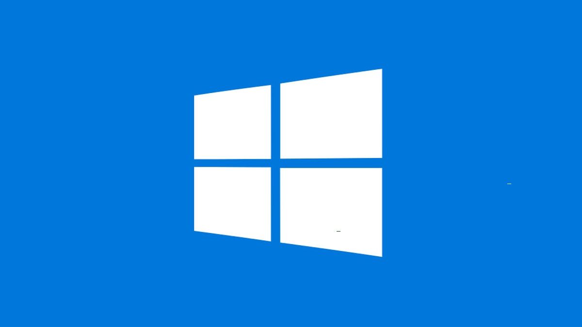 White Windows 10 logo against a blue background.