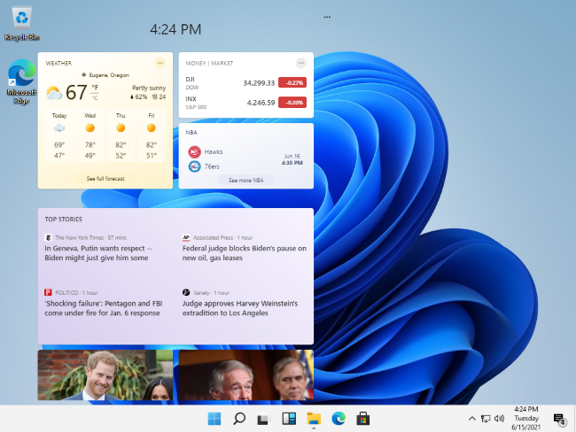 Windows 11's leaked widget menu