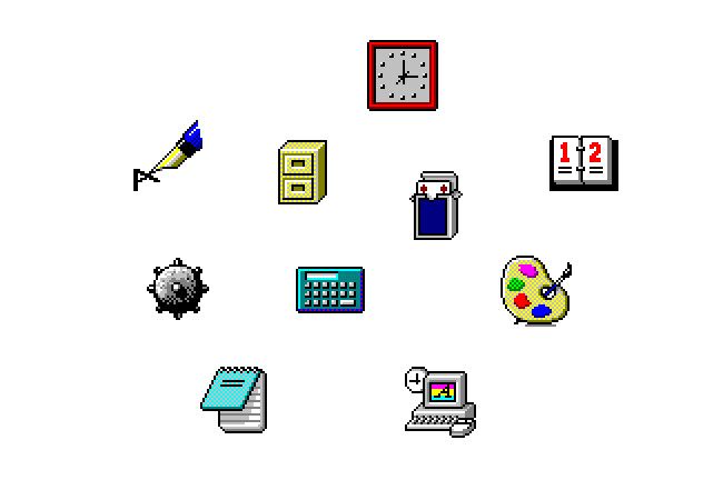 A selection of icons from Windows 3.1.
