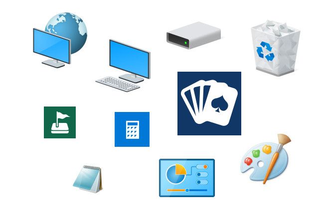 A selection of Windows 10 icons.