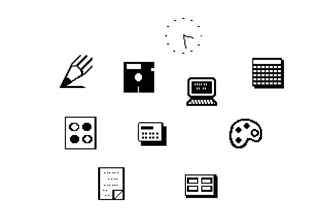 A selection of icons from Windows 1.0 and 2.0