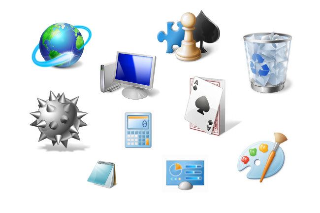 A selection of icons from Windows 7.