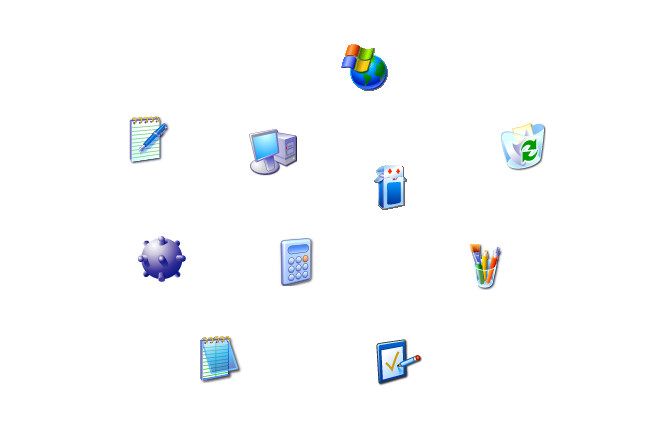 A selection of icons from Windows XP.