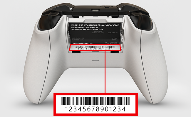 You'll find the Xbox Series X|S serial number on a sticker, printed just below the bar code.