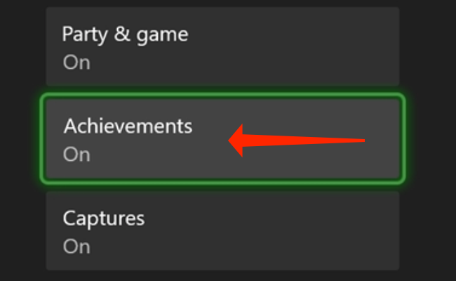 Under the “Xbox Notifications” page in Xbox settings, open “Achievements.” This will open the Achievement Notifications preferences page.