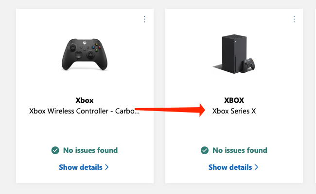 Click on your Xbox on the Microsoft Devices page. The name assigned to the console and its model name will be mentioned here.