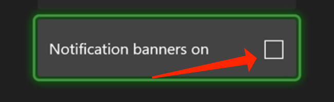 To disable all notifications banners on Xbox (includes screenshot notifications and everything else), you can uncheck “Notification Banners On.”