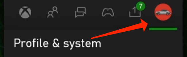 "Profile & System" tab in the Xbox Series X sidebar.