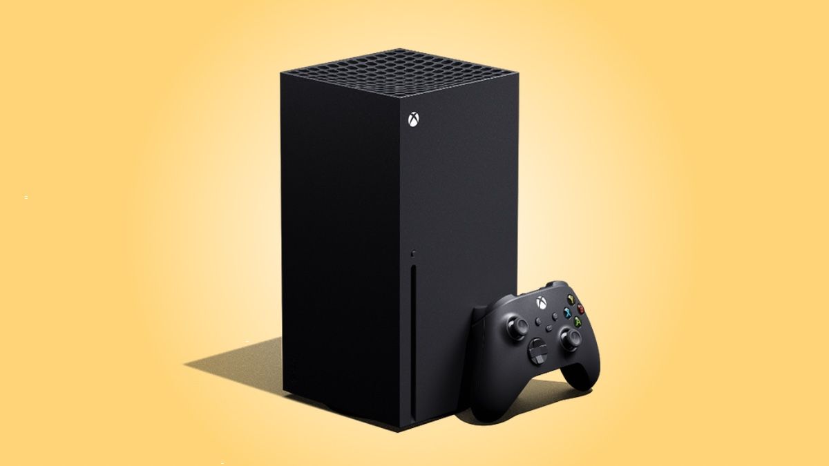 Xbox Series X against a yellow gradient background.