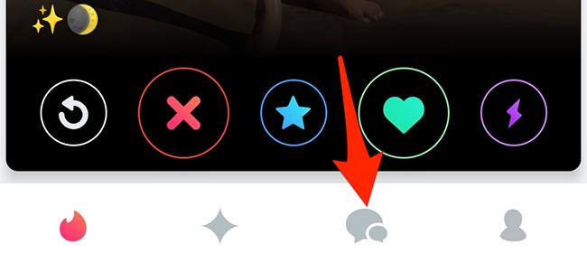 Tap the chats tab in the Tinder app.