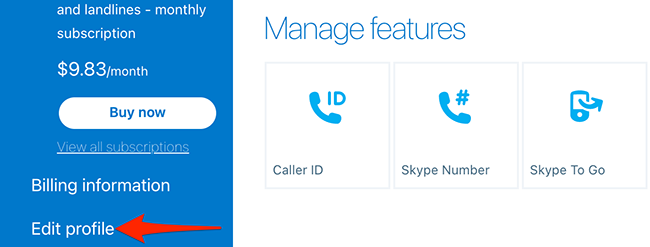 Select "Edit Profile" from the "My Account" page on the Skype site.