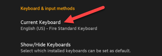 Select "Current Keyboard."
