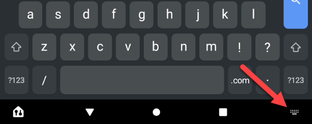 Tap the keyboard icon to switch keyboards.